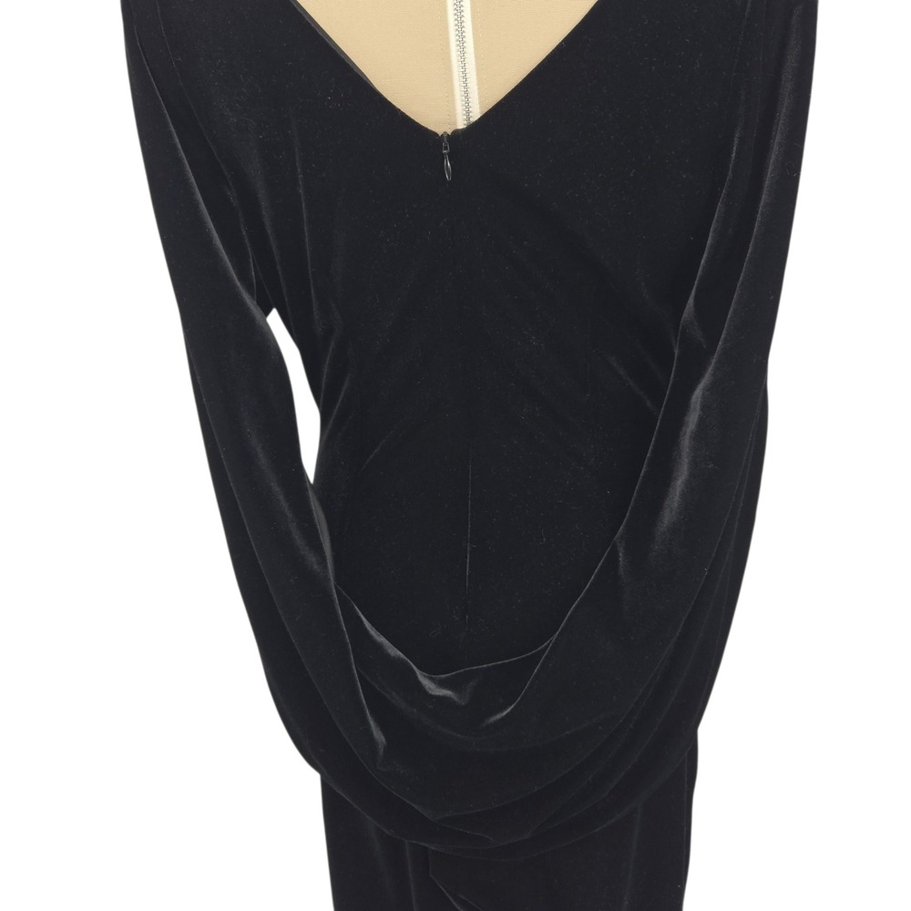 Betsy Adam Velvet Cocktail Dress 16 Black Capelet Evening Gown Dark Romantic - Picture 5 of 16
